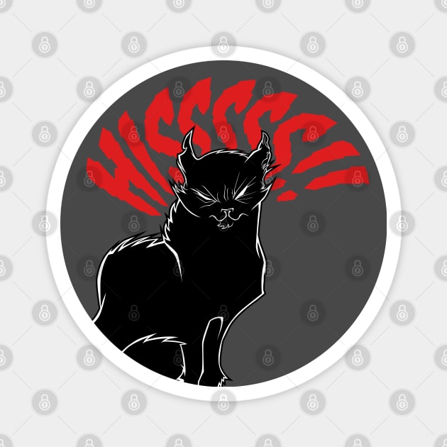 Black Cat Hissing Halloween Angry Cats Illustration Magnet by kgullholmen